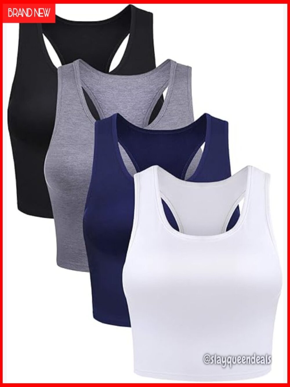 4-Piece Workout Crop Tank Tops Set, Sleeveless Racerback, Lightweight &